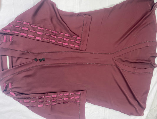 Elegant  Embroidered Sleeve Abaya – Modest & Stylish Front Open Design